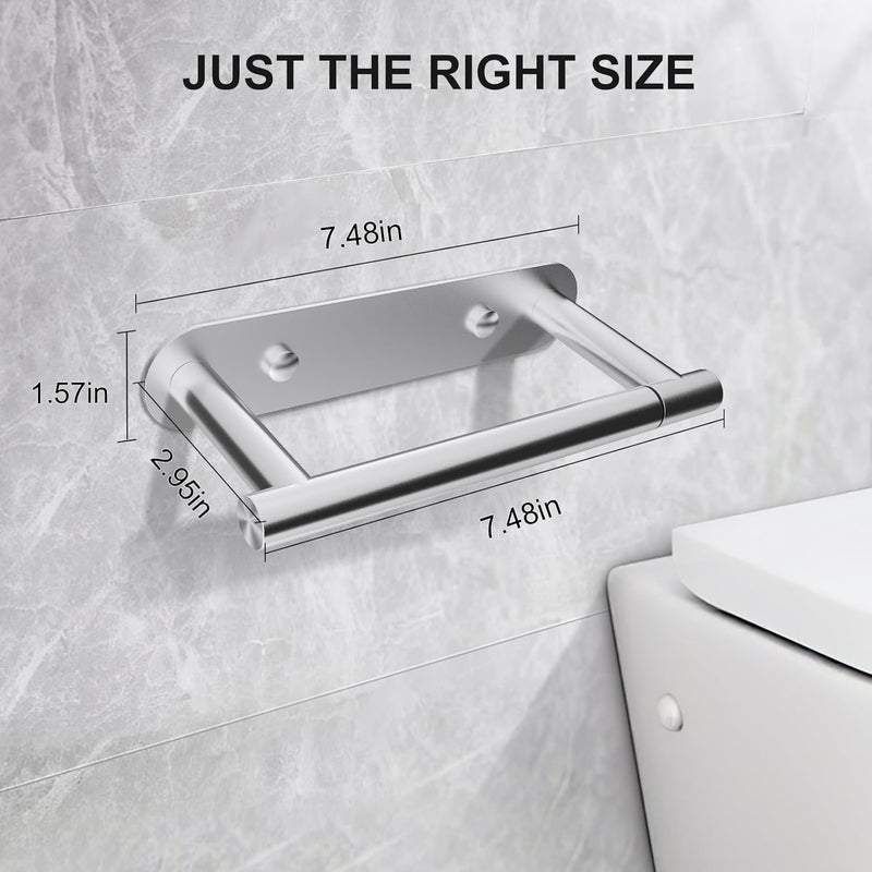 SetSail Toilet Paper Holder Adhesive or Screw-in Brushed Nickel Bathroom Toilet Paper Roll Holders Wall Mount Stainless Steel Tissue Holder for Bathroom Hardware Accessories - Image 2